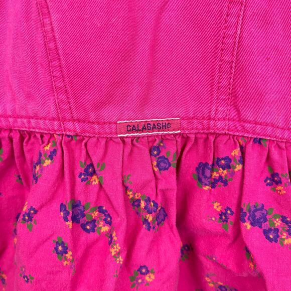 Vintage Calabash Pink Floral Denim Jumper Dress 5T - Picture 7 of 8